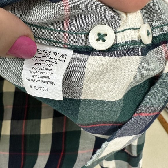 Mens - J. Crew - Button Up Shirt Size Large - Blue, Green & White Plaid - Picture 8 of 8